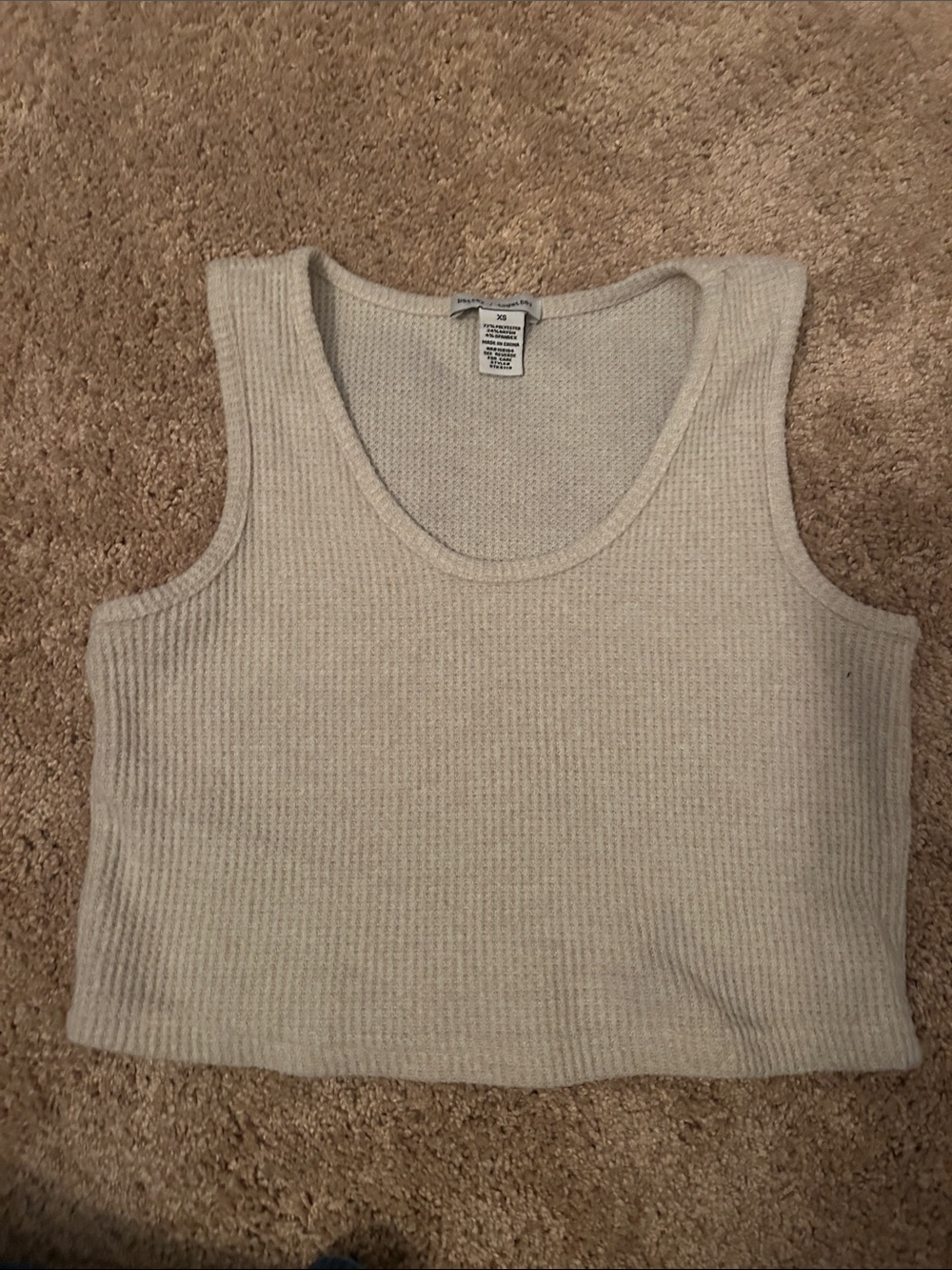Sleeveless Ribbed Crop Tank Top in Light Beige
